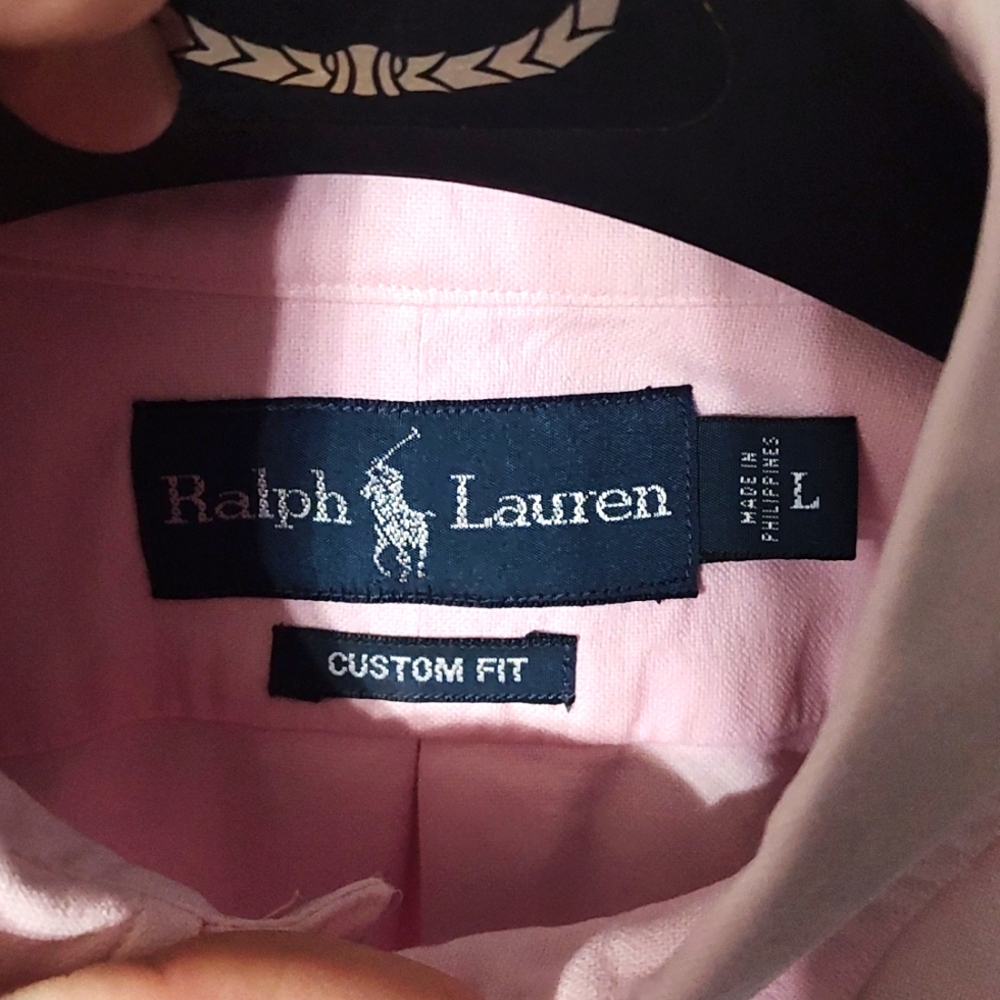 Ralph Lauren Pink Custom Fit Size Large Casual Button Down Shirt - Picture 2 of 5